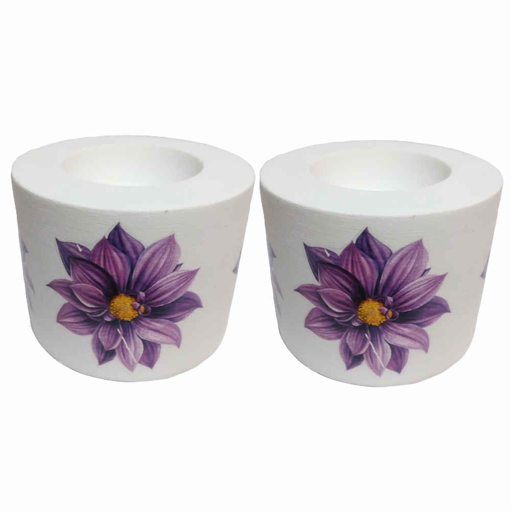 Ensemble de 2 porte-bougies en plâtre modèle Flower