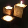Porte-bougie cube en bois solide ensemble de 3 / Barg