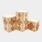 Porte-bougie cube en bois solide persan ensemble de 3 / Eslimi