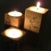 Porte-bougie cube en bois solide persan ensemble de 3 / Raghs Sama