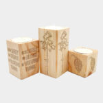 Porte-bougie cube en bois solide ensemble de 3 / Sokot