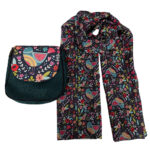 Ensemble sac bandoulière boho et écharpe avec motif oiseau