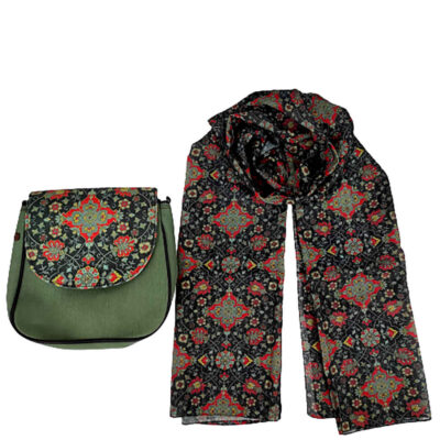 Ensemble sac bandoulière boho et écharpe avec motif Eslimi