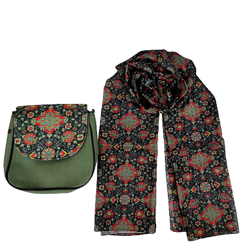 Ensemble sac bandoulière boho et écharpe avec motif Eslimi