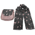 Ensemble sac bandoulière boho et écharpe avec design flamant rose