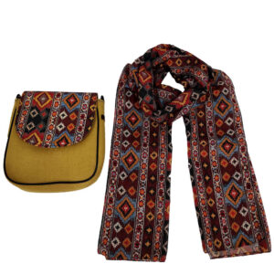Ensemble sac bandoulière boho et écharpe avec motif Jajim