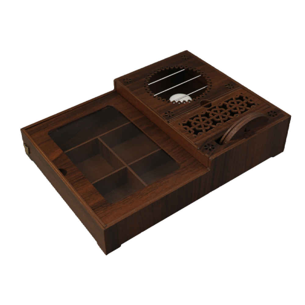 Boîte de Rangement pour Sachets de Thé en Bois avec Chauffe-Sachet Mahyas