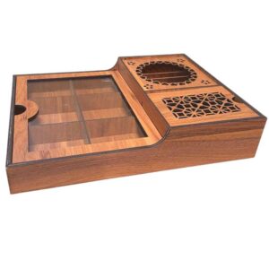 Boîte de Rangement pour Sachets de Thé en Bois avec Chauffe-Sachet Maneli