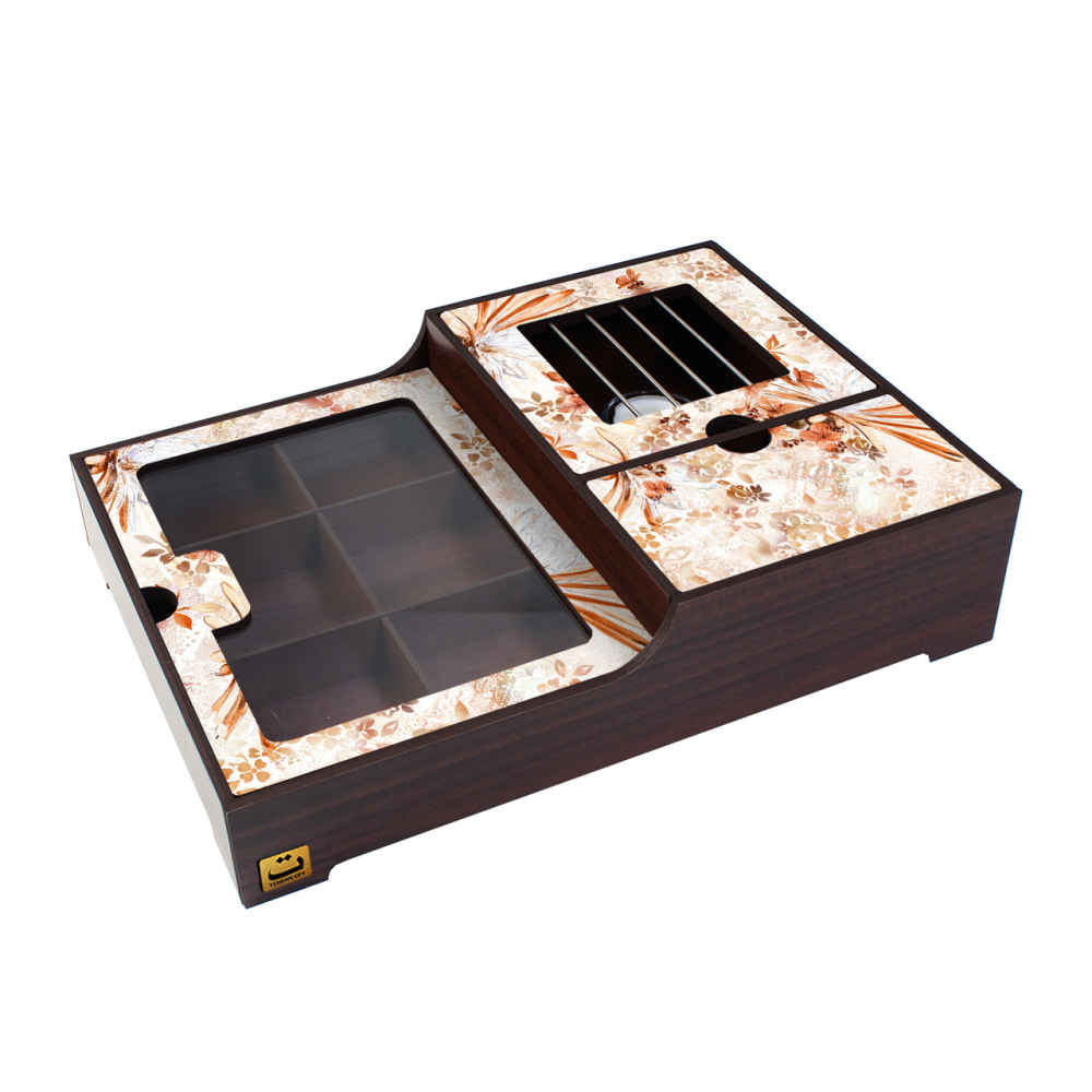 Boîte de Rangement pour Sachets de Thé en Bois avec Chauffe-Sachet Yekta