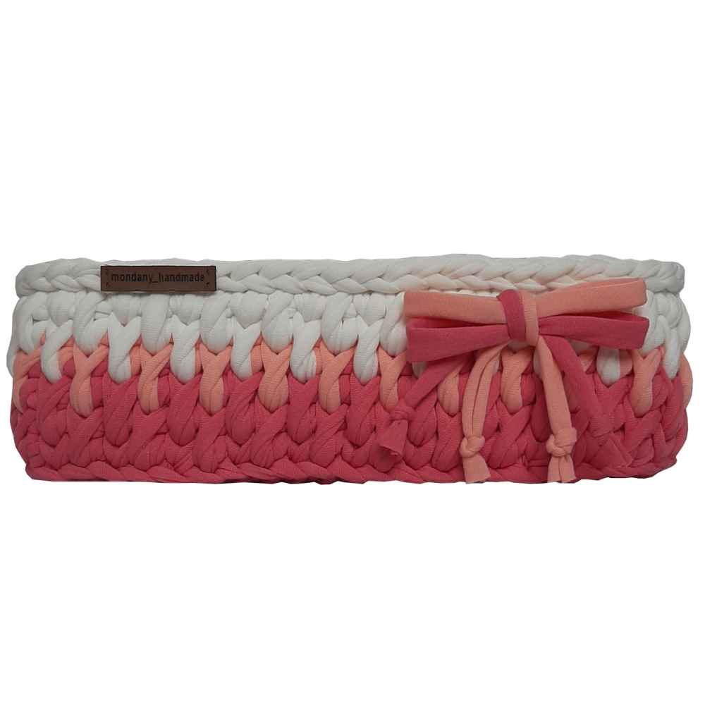 Panier de rangement en crochet rouge modèle Baran