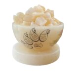 Lampe en sel en forme de bol islamique artisanale avec calligraphie des 4 Sourates Qul