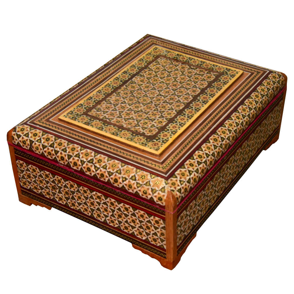 Boîte à bijoux en bois artisanale avec design persan Khatam - Ahoura