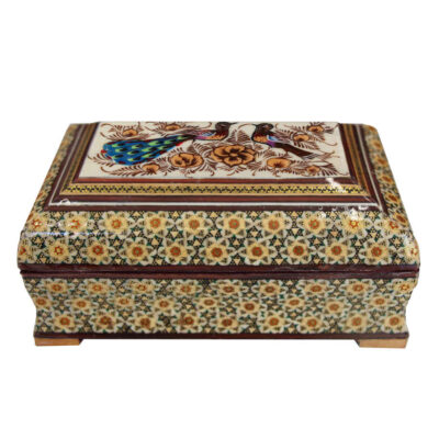 Boîte à bijoux en bois artisanale avec design persan Khatam – Bina