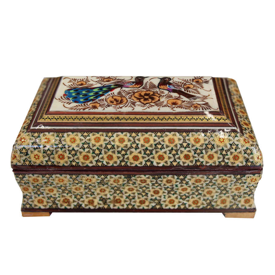 Boîte à bijoux en bois artisanale avec design persan Khatam - Bina