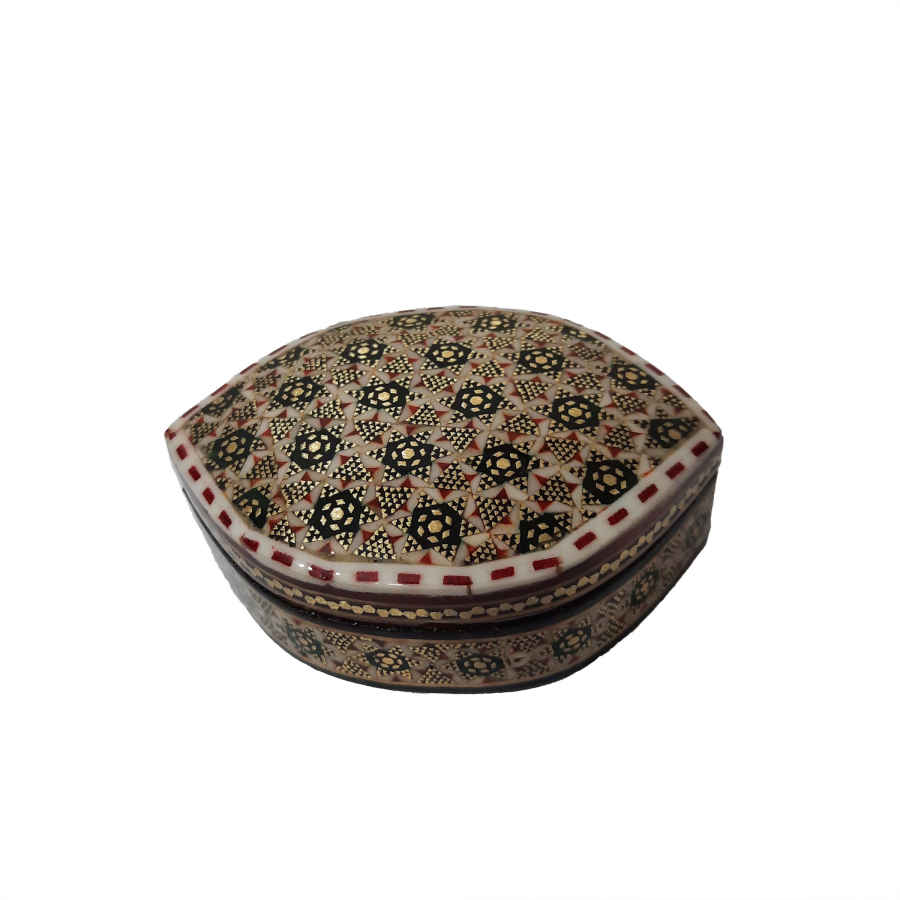Boîte à bijoux en bois artisanale avec design persan Khatam - Cheshmi