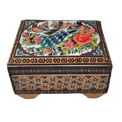 Boîte à bijoux en bois artisanale avec design persan Khatam – Hedieh