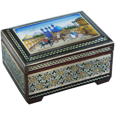 Boîte à bijoux en bois artisanale avec design persan Khatam – Naghsh Jahan
