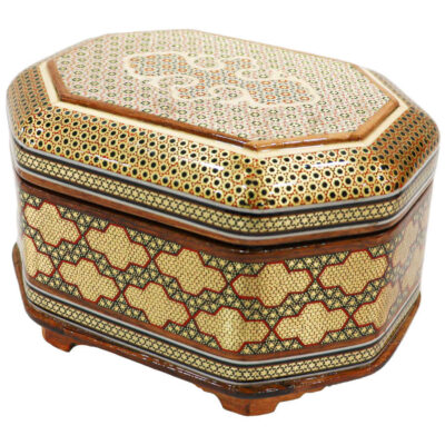 Boîte à bijoux en bois artisanale avec design persan Khatam – Pegah