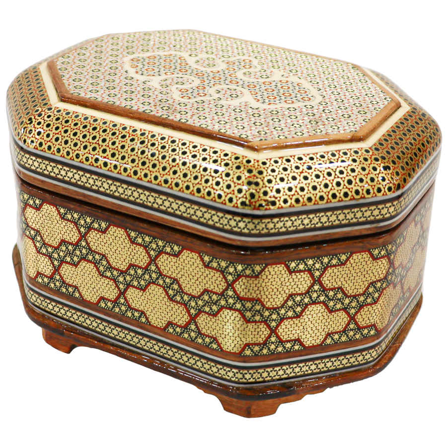 Boîte à bijoux en bois artisanale avec design persan Khatam - Pegah