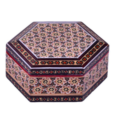 Boîte à bijoux en bois artisanale avec design persan Khatam – Setareh