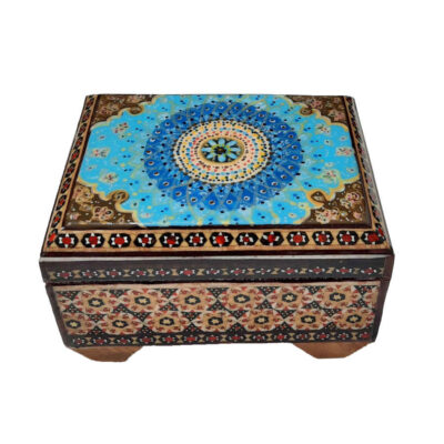 Boîte à bijoux en bois artisanale avec design persan Khatam – Soraya