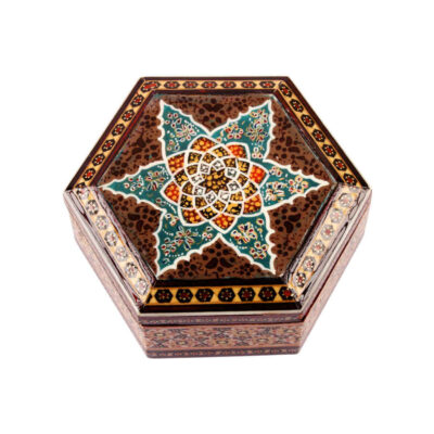 Boîte à bijoux en bois artisanale avec design persan Khatam – Vania