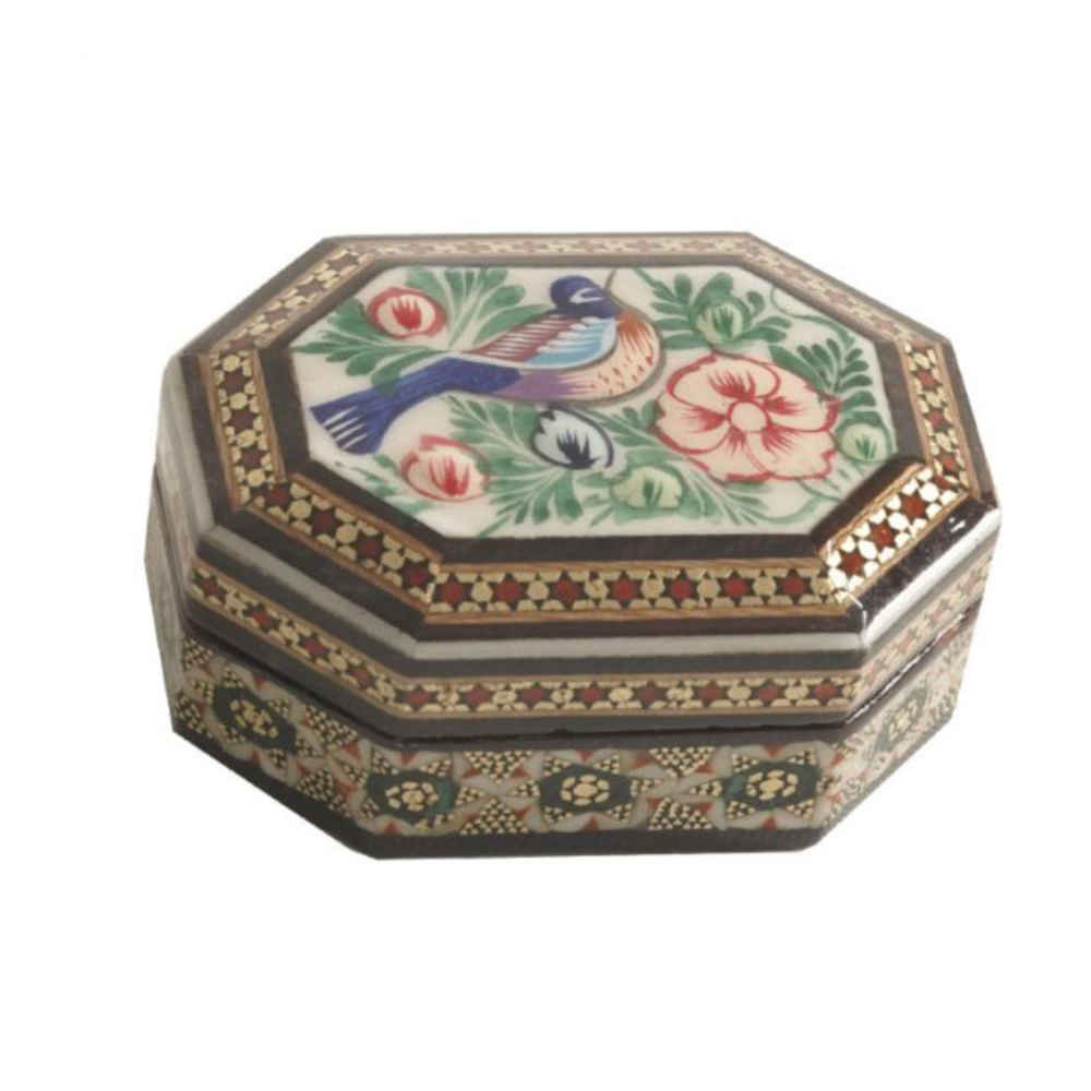 Boîte à bijoux en bois artisanale avec design persan Khatam - Anahita