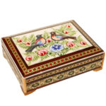 Boîte à cartes en bois persane – Homa émaillée Khatam