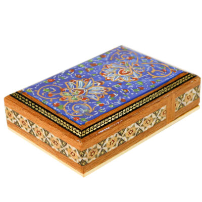 Boîte à cartes en bois persane – Tashib émaillée Khatam