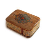 Boîte à cartes en bois persane – Tazhib émaillée Khatam