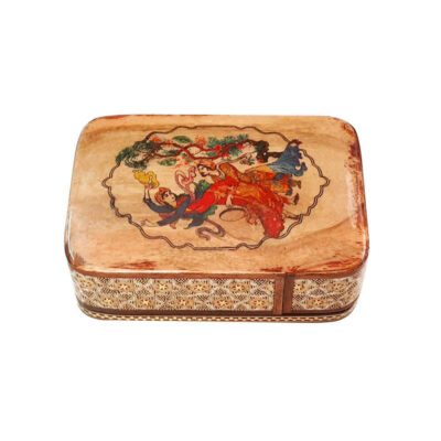 Boîte à cartes en bois persane – Miniature émaillée Khatam