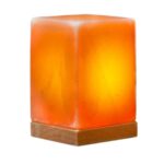 Lampe de sel persane cube – design Dara fait main avec base en bois