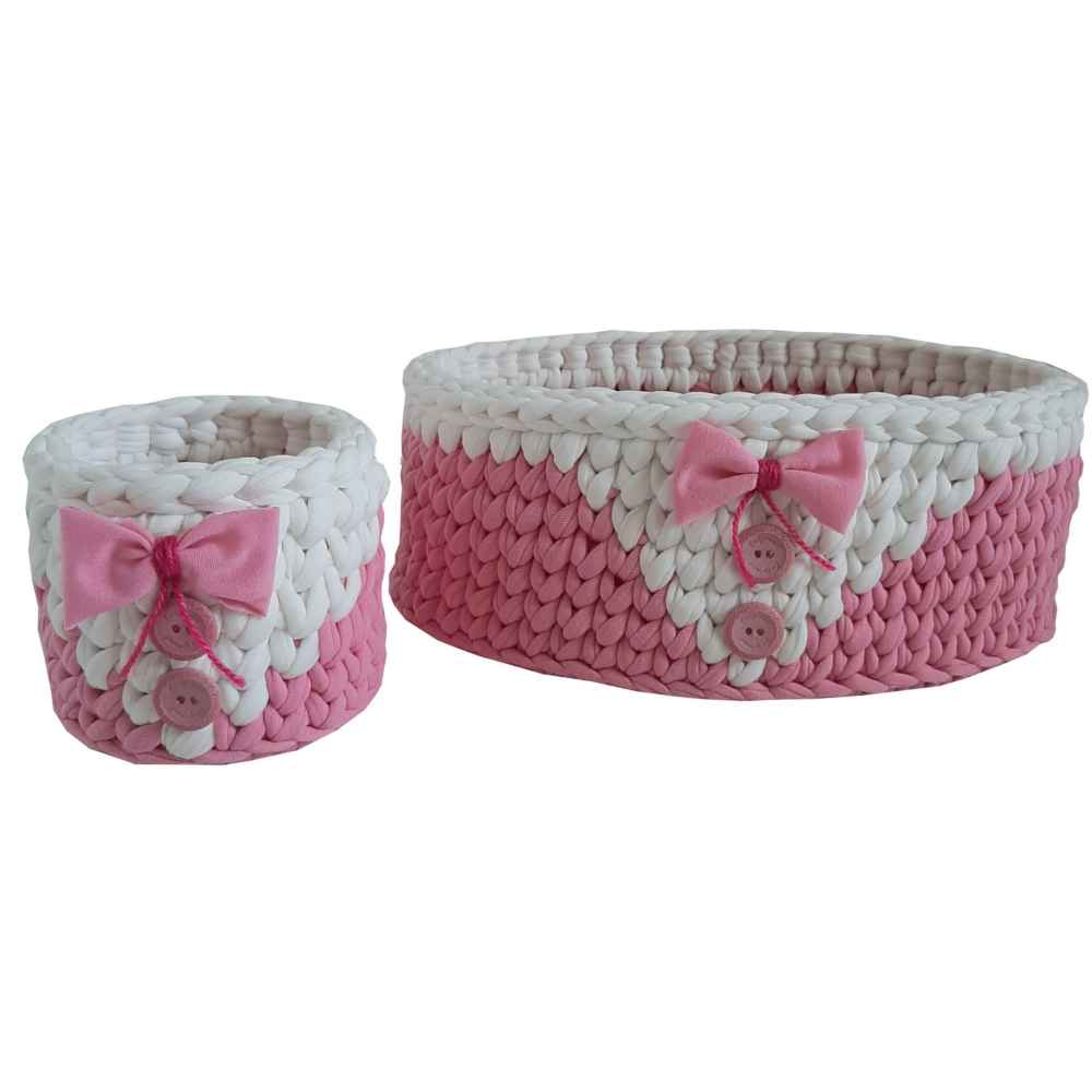 Ensemble de 2 paniers de rangement en crochet modèle Donya