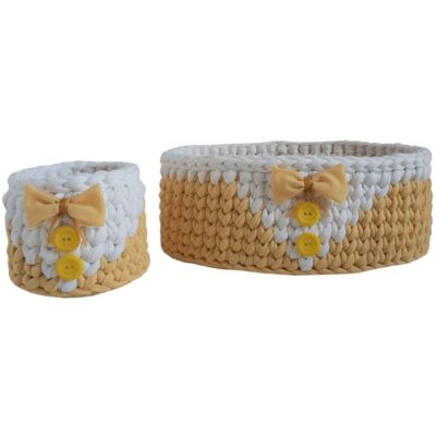 Ensemble de 2 paniers de rangement en crochet modèle Sara