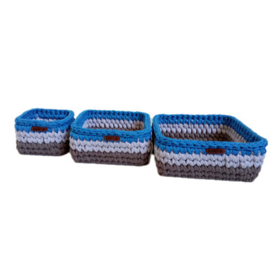 Ensemble de 3 paniers de rangement en crochet modèle Darya