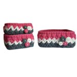 Ensemble de 3 paniers de rangement en crochet modèle Flower