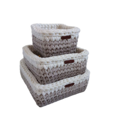 Ensemble de 3 paniers de rangement en crochet modèle Gandom