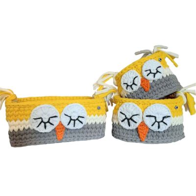 Ensemble de 3 paniers de rangement en crochet modèle Joghd