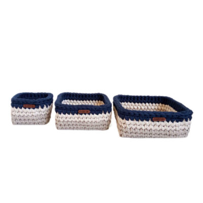 Ensemble de 3 paniers de rangement en crochet modèle Kian