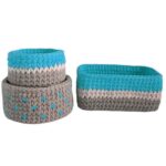 Ensemble de 3 paniers de rangement en crochet modèle Kids