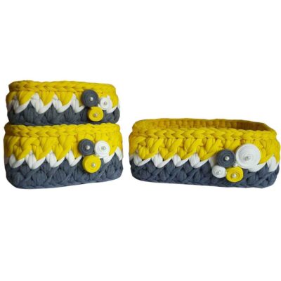 Ensemble de 3 paniers de rangement en crochet modèle Laya