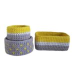 Ensemble de 3 paniers de rangement en crochet modèle Lemon
