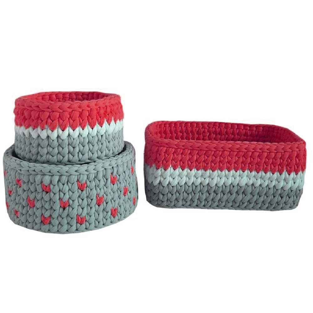 Ensemble de 3 paniers de rangement en crochet modèle Liona