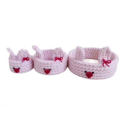 Ensemble de 3 paniers de rangement en crochet modèle Rabbit