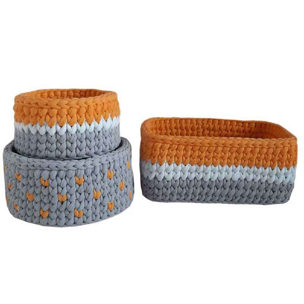 Ensemble de 3 paniers de rangement en crochet modèle Roya