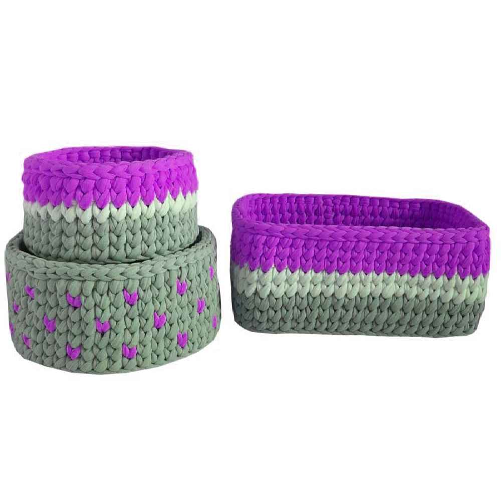 Ensemble de 3 paniers de rangement en crochet modèle Sana