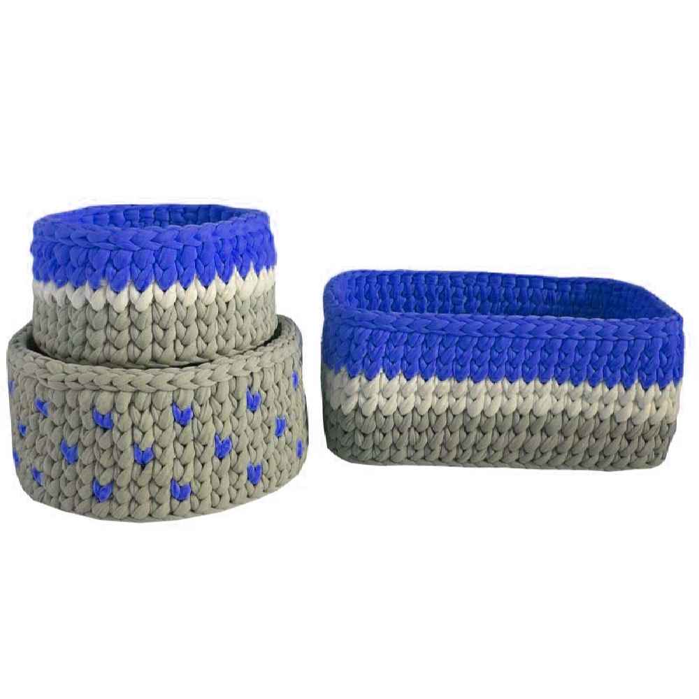 Ensemble de 3 paniers de rangement en crochet modèle Sina