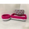 Ensemble de 3 paniers de rangement en crochet modèle Violet