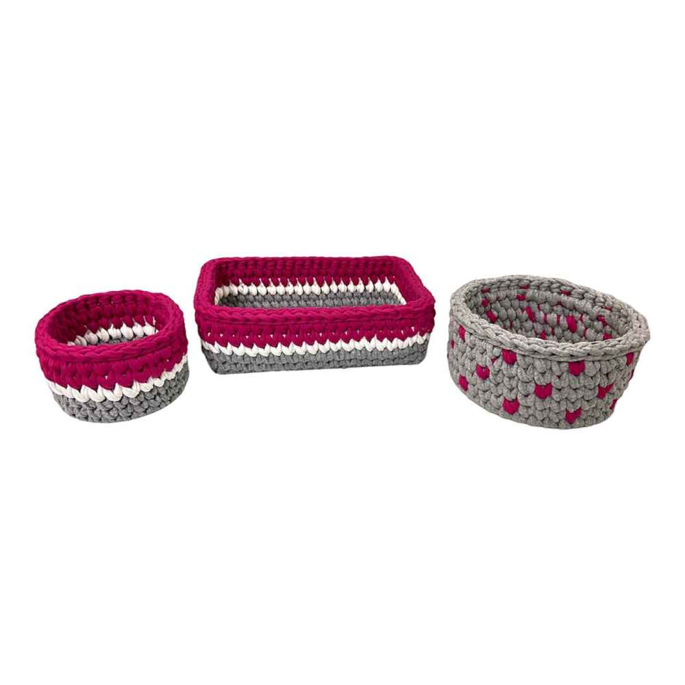 Ensemble de 3 paniers de rangement en crochet modèle Violet