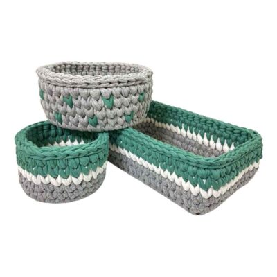 Ensemble de 3 paniers de rangement en crochet modèle Zina